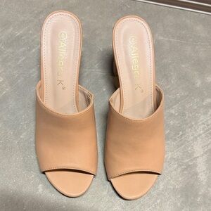 Allegra K Women's Beige Open Toe Mules